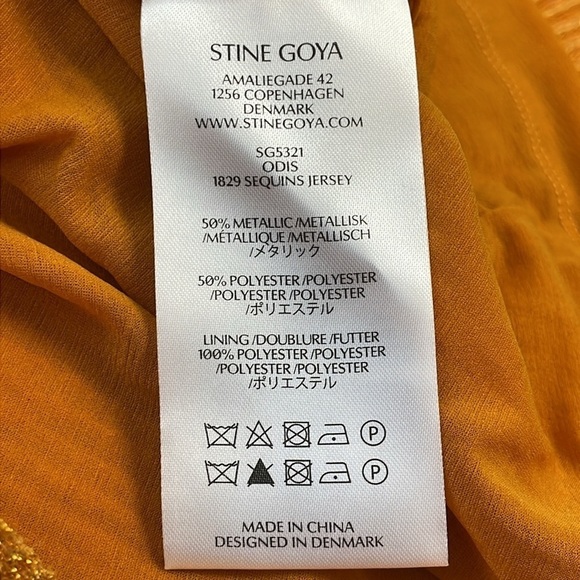 New Stine Goya Odis Mini Shift Dress Gold Sequin Sparkle Long Sleeve Sz S - Picture 13 of 16